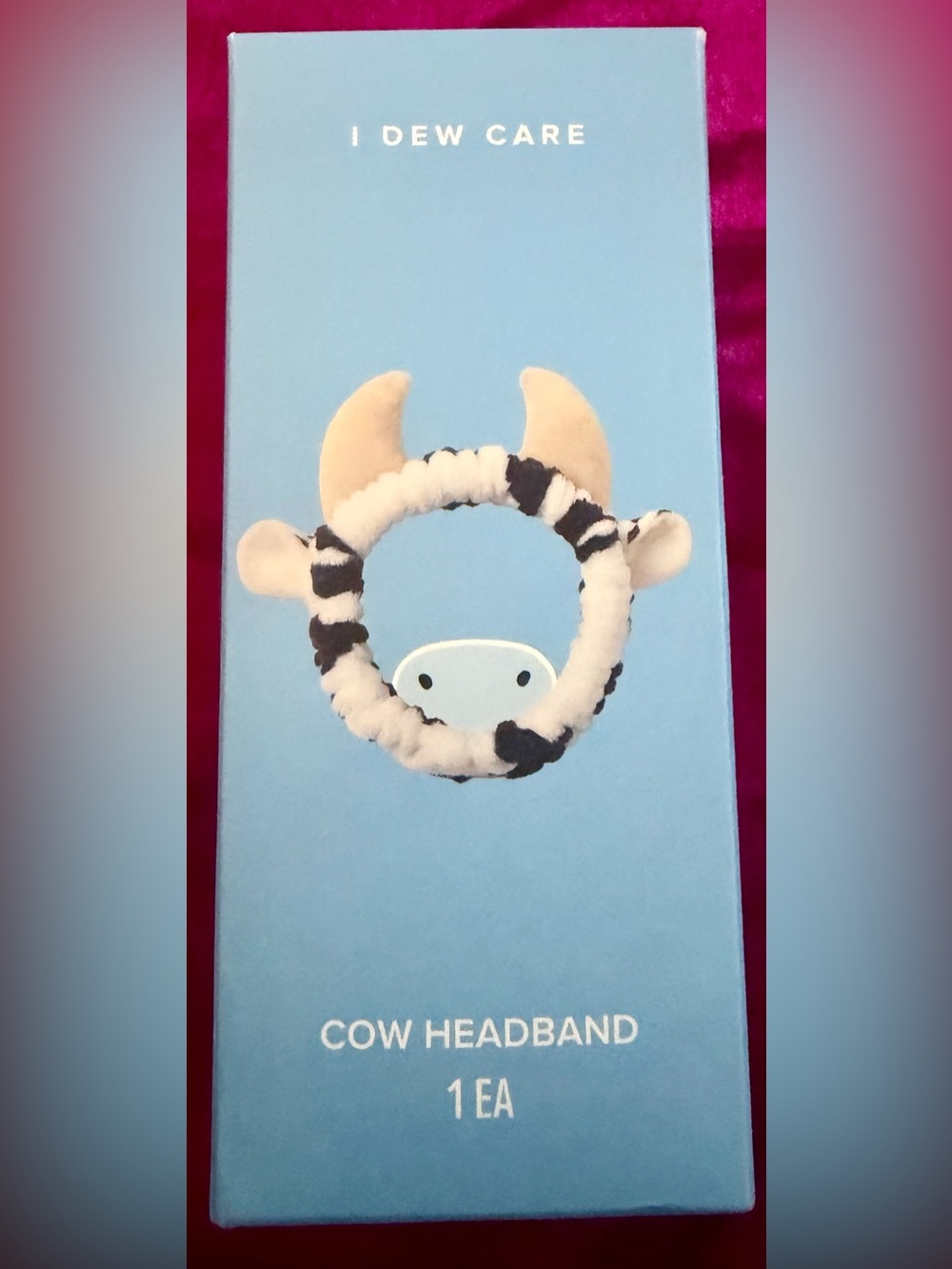 I DEW CARE Cow Plush Headband — White & Black